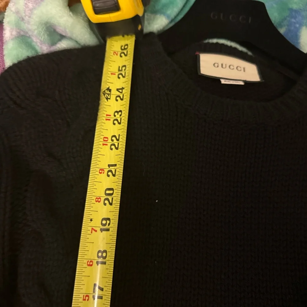 Gucci Men Black Web Striped Wool Cable Knit - Small (oversized)